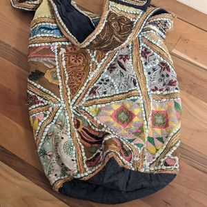 Beaded Patchwork Hobo Bag